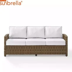 Kirklands Home Outdoor Seating|Bren Wicker Sofa with Sunbrella Cushions Brown
