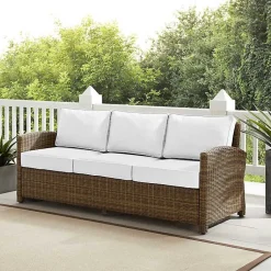 Kirklands Home Outdoor Seating|Bren Wicker Sofa with Sunbrella Cushions Brown