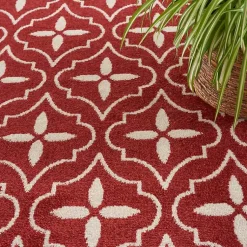 Kirklands Home Outdoor Rugs|Brick & Ivory Quatrefoil Indoor/Outdoor Rug, 4x6