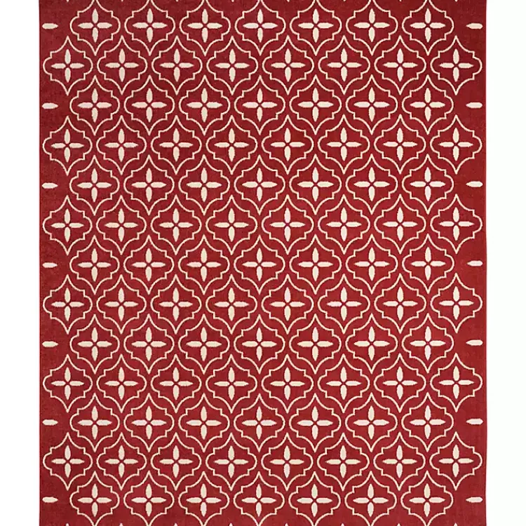 Kirklands Home Outdoor Rugs|Brick & Ivory Quatrefoil Indoor/Outdoor Rug, 5x7