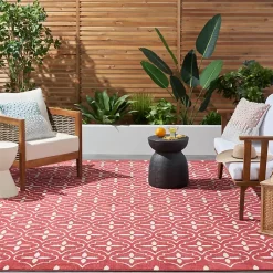 Kirklands Home Outdoor Rugs|Brick & Ivory Quatrefoil Indoor/Outdoor Rug, 8x10