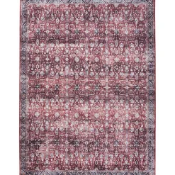 Kirklands Home Area Rugs|Brick Vintage Floral Washable Area Rug, 5x7 Red