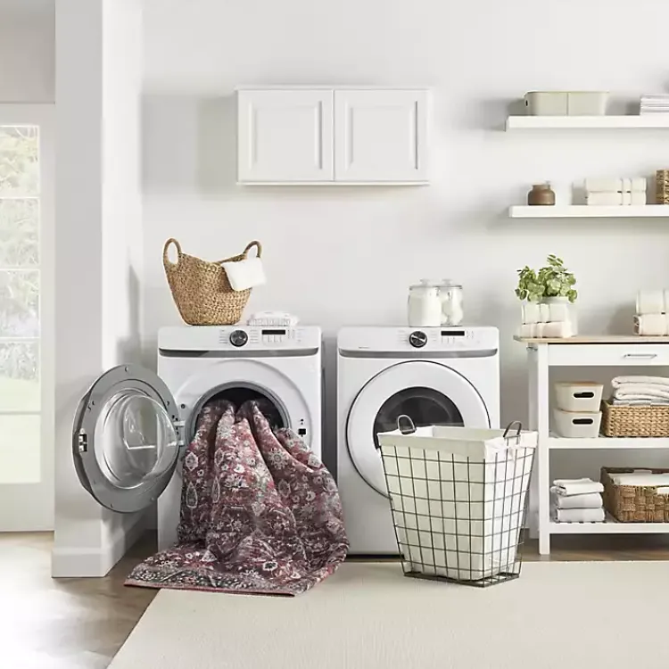 Kirklands Home Area Rugs|Brick Vintage Floral Washable Area Rug, 5x7 Red