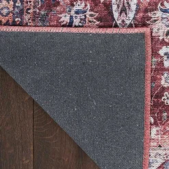 Kirklands Home Area Rugs|Brick Vintage Floral Washable Area Rug, 5x7 Red