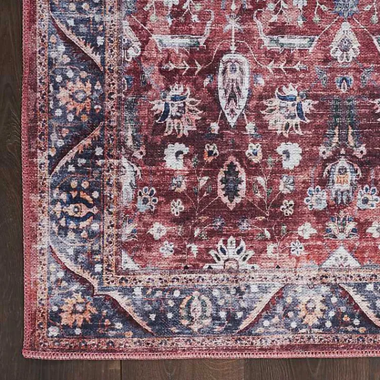 Kirklands Home Area Rugs|Brick Vintage Floral Washable Area Rug, 5x7 Red