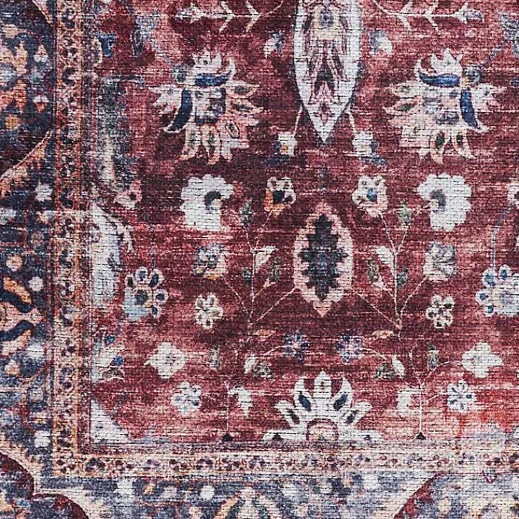 Kirklands Home Area Rugs|Brick Vintage Floral Washable Area Rug, 5x7 Red