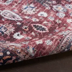 Kirklands Home Area Rugs|Brick Vintage Floral Washable Area Rug, 5x7 Red