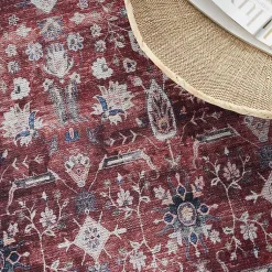 Kirklands Home Area Rugs|Brick Vintage Floral Washable Area Rug, 5x7 Red