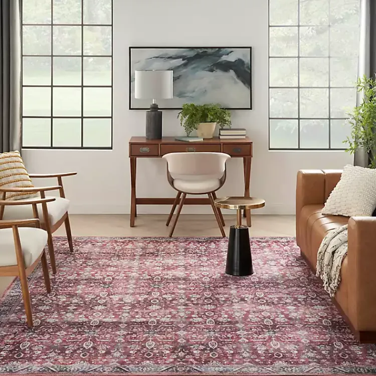 Kirklands Home Area Rugs|Brick Vintage Floral Washable Area Rug, 5x7 Red