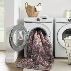 Kirklands Home Area Rugs|Brick Vintage Floral Washable Area Rug, 5x7 Red