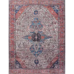 Kirklands Home Area Rugs|Brick Vintage Medallion Washable Area Rug, 5x7 Red