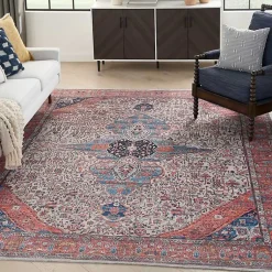 Kirklands Home Area Rugs|Brick Vintage Medallion Washable Area Rug, 5x7 Red