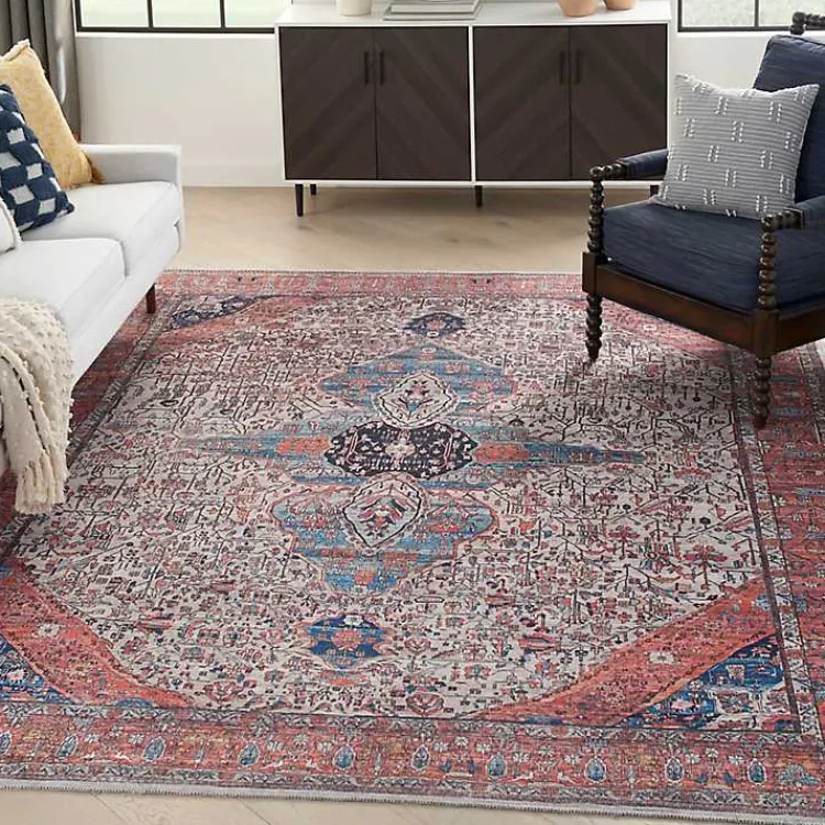 Kirklands Home Area Rugs|Brick Vintage Medallion Washable Area Rug, 5x7 Red