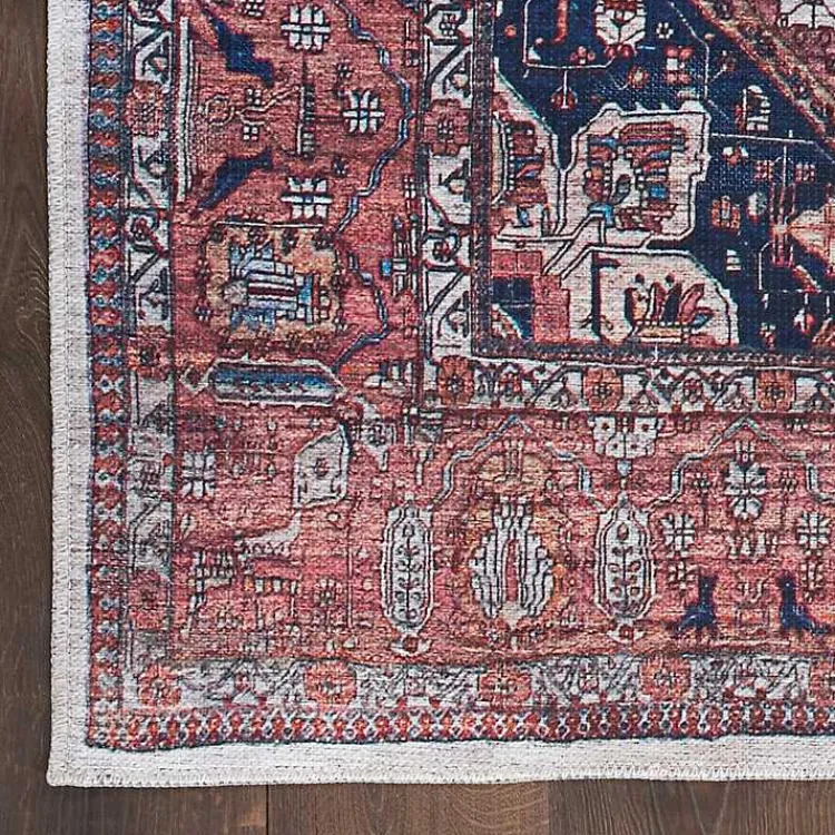 Kirklands Home Area Rugs|Brick Vintage Medallion Washable Area Rug, 5x7 Red