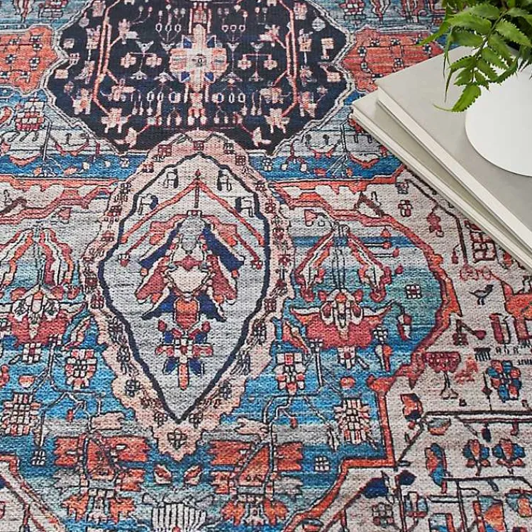 Kirklands Home Area Rugs|Brick Vintage Medallion Washable Area Rug, 5x7 Red