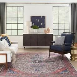 Kirklands Home Area Rugs|Brick Vintage Medallion Washable Area Rug, 5x7 Red