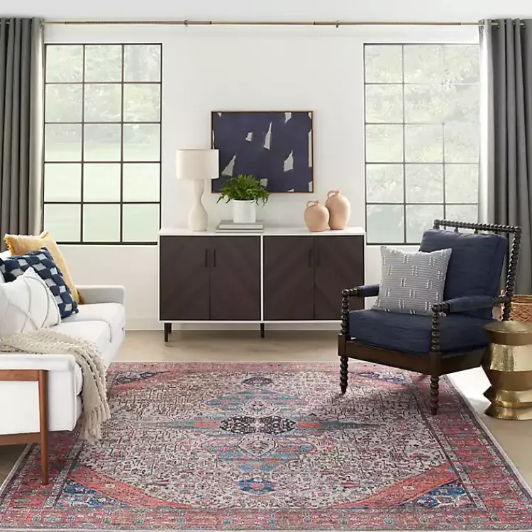 Kirklands Home Area Rugs|Brick Vintage Medallion Washable Area Rug, 5x7 Red