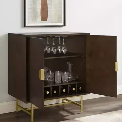 Kirklands Home Cabinets & Sideboards|Brielle Golden Circle Wine Cabinet Brown