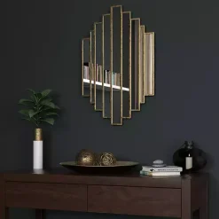 Kirklands Home Decorative Mirrors|Briggs Gold Metal Panels Wall Mirror