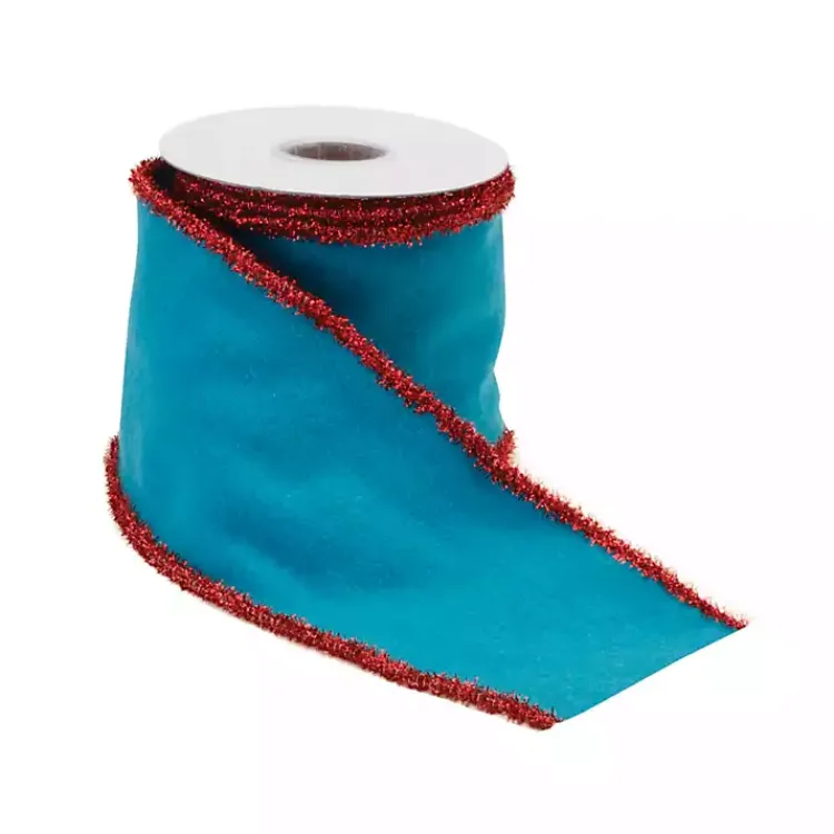 Outlet Bright Wool 5 yd Christmas Ribbons, Set of 2 Christmas Decorations