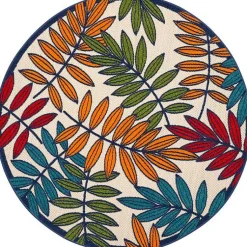 Kirklands Home Outdoor Rugs|Bright Branches Round Outdoor Area Rug, 5x5