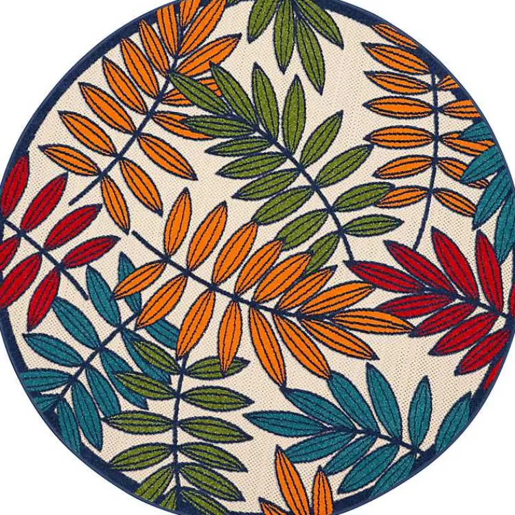 Kirklands Home Outdoor Rugs|Bright Branches Round Outdoor Area Rug, 5x5