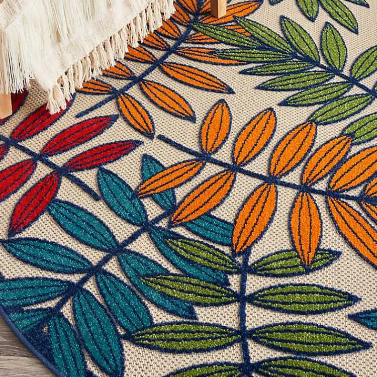 Kirklands Home Outdoor Rugs|Bright Branches Round Outdoor Area Rug, 5x5