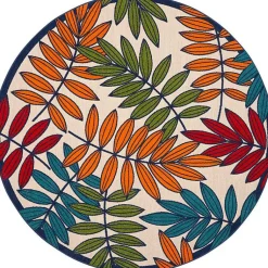 Kirklands Home Outdoor Rugs|Bright Branches Round Outdoor Area Rug, 7x7
