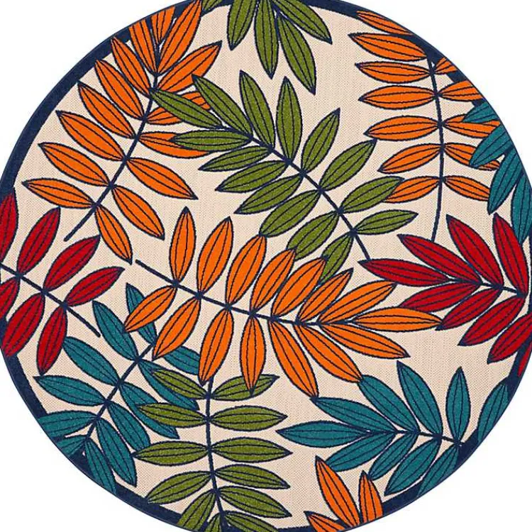 Kirklands Home Outdoor Rugs|Bright Branches Round Outdoor Area Rug, 7x7