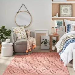 Kirklands Home Outdoor Rugs|Bright Coral Diamond Outdoor Area Rug, 6x9 Orange