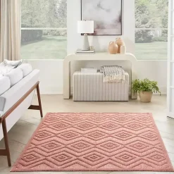 Kirklands Home Outdoor Rugs|Bright Coral Diamond Outdoor Area Rug, 6x9 Orange