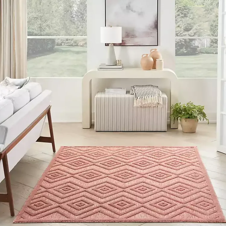 Kirklands Home Outdoor Rugs|Bright Coral Diamond Outdoor Area Rug, 6x9 Orange