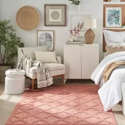 Kirklands Home Outdoor Rugs|Bright Coral Trellis Outdoor Area Rug, 4x6