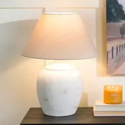 Kirklands Home Table Lamps|Bronson Cream Painted Table Lamp Tan