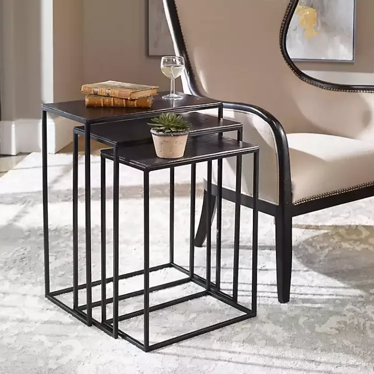 Kirklands Home Accent & End Tables|Bronze & Metal Nesting Side Tables, Set of 3 Black