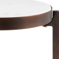 Kirklands Home Accent & End Tables|Bronze Angular Marble Accent Table Gold