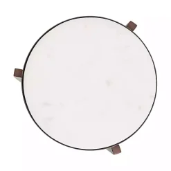 Kirklands Home Accent & End Tables|Bronze Angular Marble Accent Table Gold