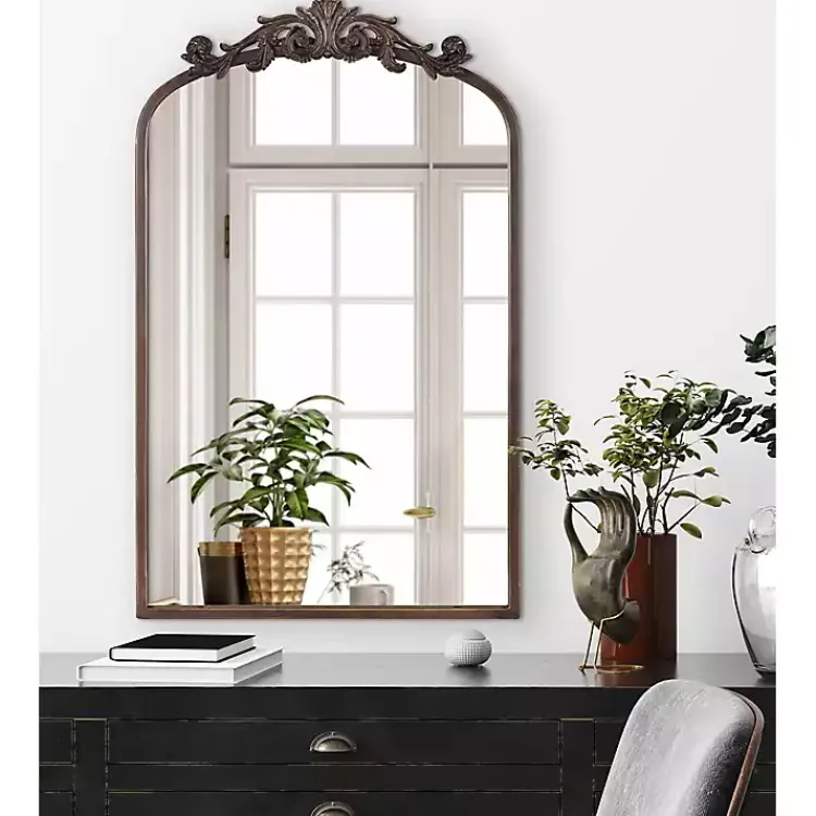 Kirklands Home Decorative Mirrors|Bronze Arendahl Arched Mirror, 19x31 in. Brown