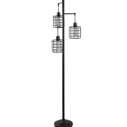 Kirklands Home Floor Lamps|Bronze Caged Metal 3-Tier Floor Lamp Brown
