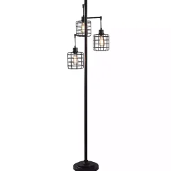 Kirklands Home Floor Lamps|Bronze Caged Metal 3-Tier Floor Lamp Brown