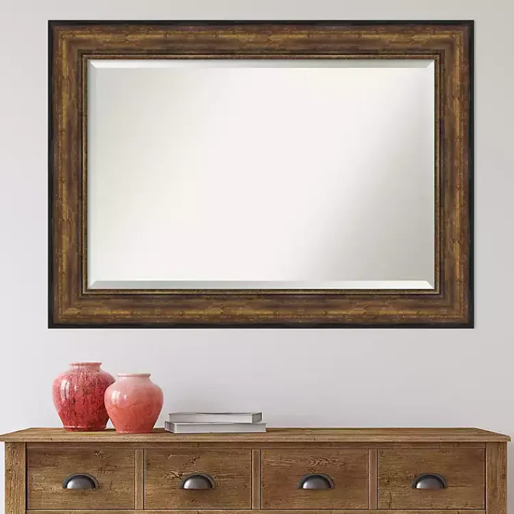 Kirklands Home Decorative Mirrors|Bronze Frame Beveled Mirror, 43.5x31.5 in.
