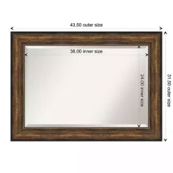 Kirklands Home Decorative Mirrors|Bronze Frame Beveled Mirror, 43.5x31.5 in.