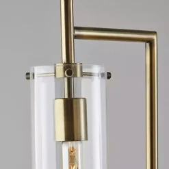 Kirklands Home Floor Lamps|Bronze Glass Cylinder Shade Floor Lamp Clear