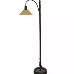 Kirklands Home Floor Lamps|Bronze Industrial Floor Lamp with Glass Shade Brown