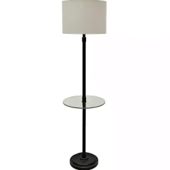 Kirklands Home Floor Lamps|Bronze Madison Tray Table Floor Lamp Ivory