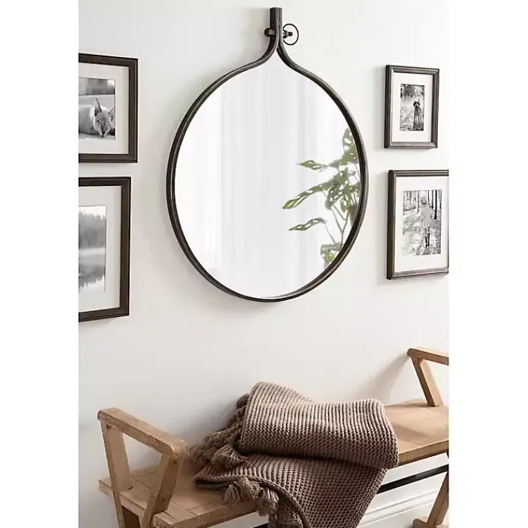 Kirklands Home Decorative Mirrors|Bronze Metal Antique Round Wall Mirror