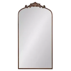 Kirklands Home Decorative Mirrors|Bronze Metal Arch Ornate Crown Wall Mirror Brown
