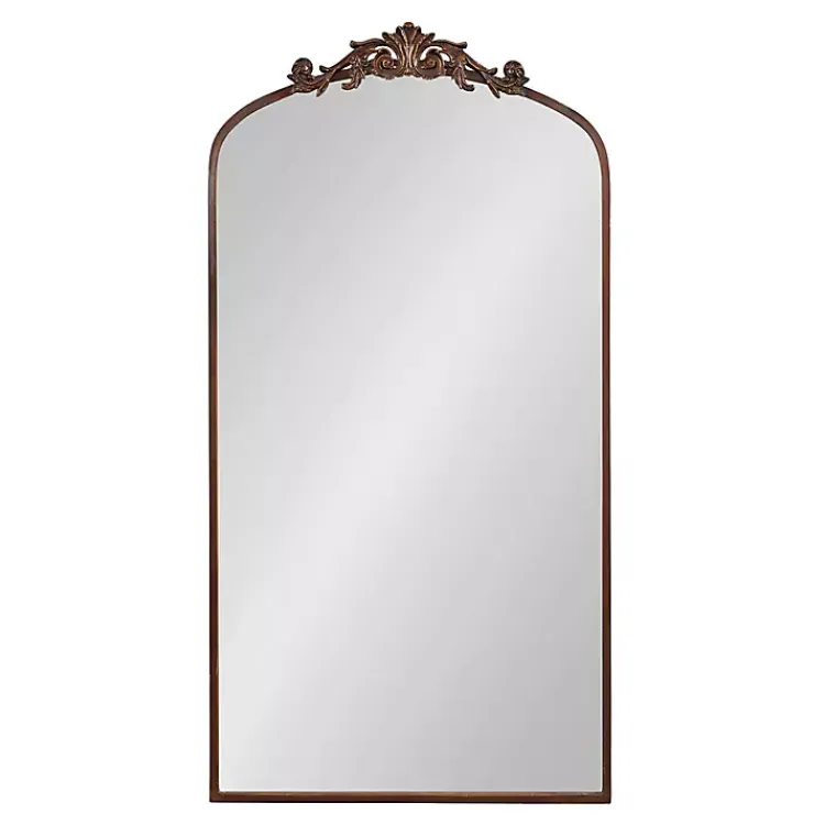 Kirklands Home Decorative Mirrors|Bronze Metal Arch Ornate Crown Wall Mirror Brown