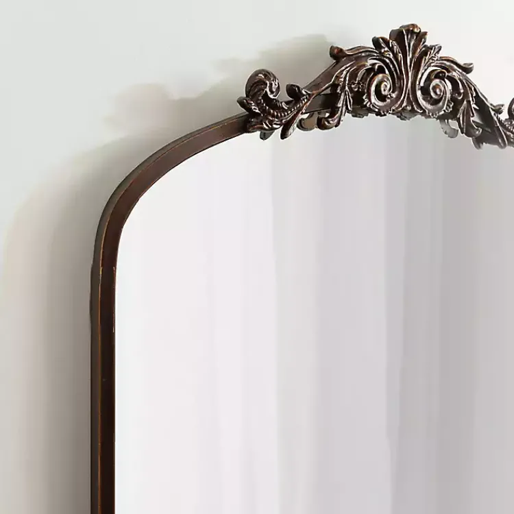 Kirklands Home Decorative Mirrors|Bronze Metal Arch Ornate Crown Wall Mirror Brown