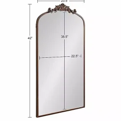 Kirklands Home Decorative Mirrors|Bronze Metal Arch Ornate Crown Wall Mirror Brown